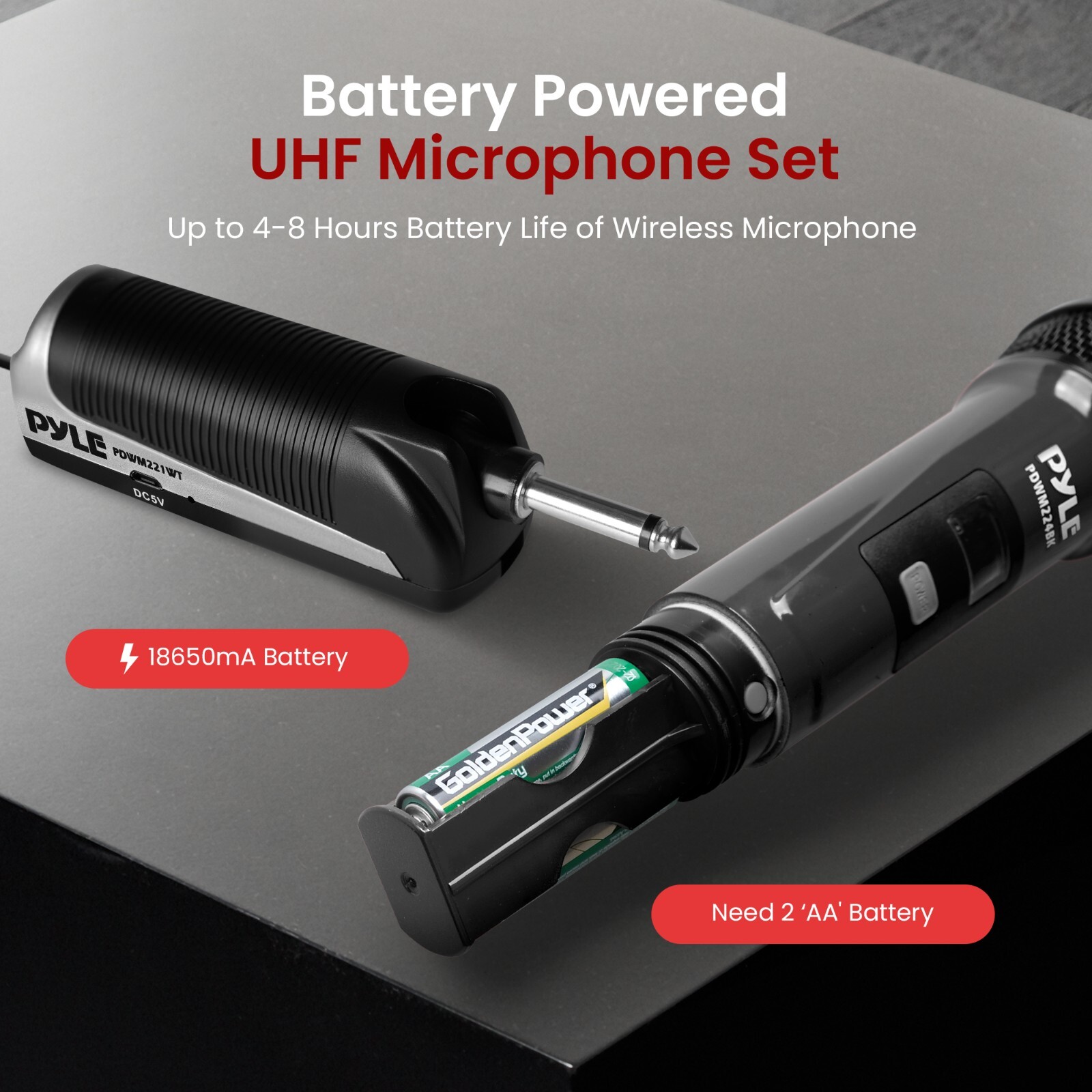 Pyle Portable Universal Wireless Microphone System-UHF Quad Channel