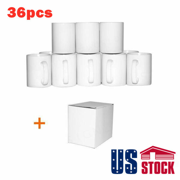 USA! 36pcs Grade AAA ORCA Coating White Ceramic Mug for Sublimation Printing