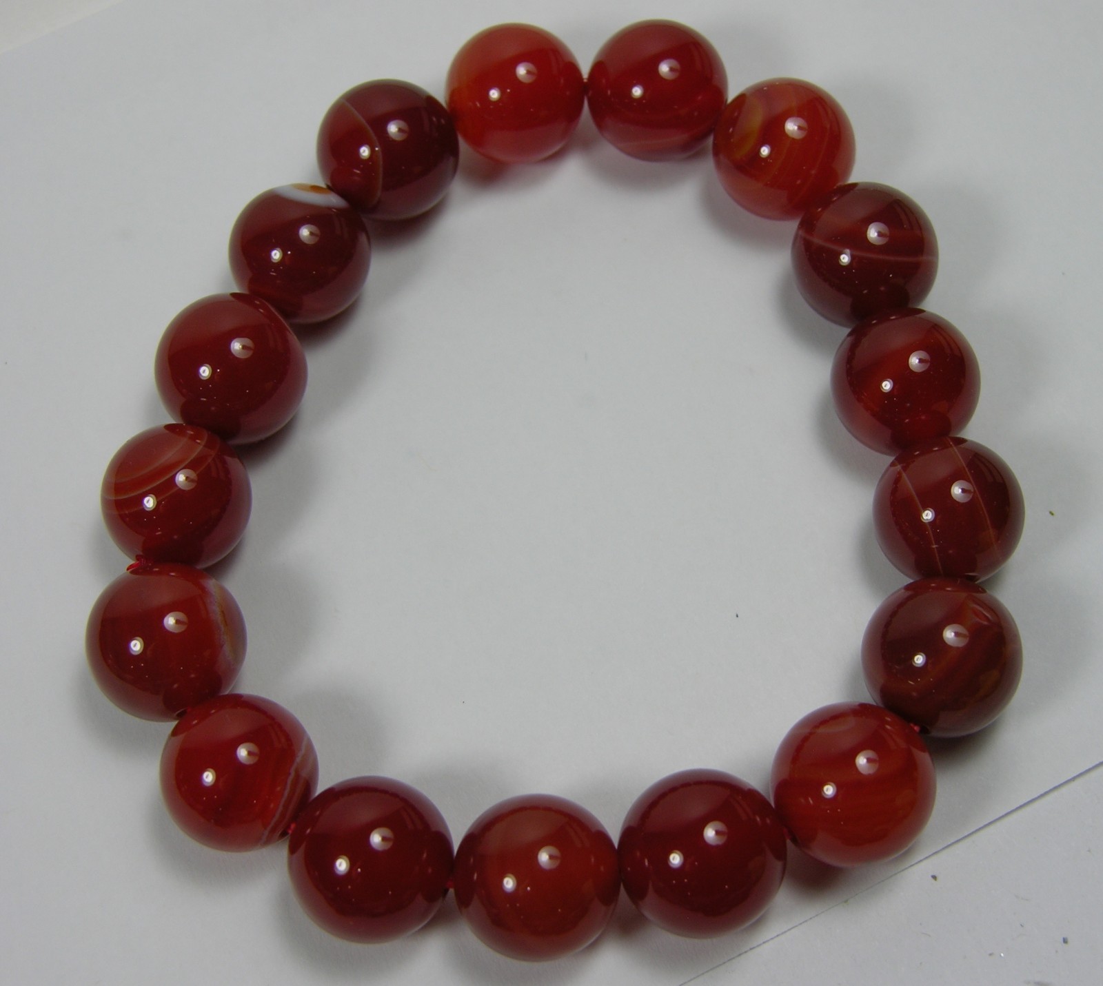 #5 Brazil  Natural 12mm bead Carnelian stretch Bracelet 7.5 inches
