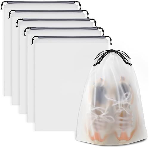 Shoe Bags for Travel 5 PCS, 15.7" x 11.8" Drawstring Travel Shoe Clear 5 Pack