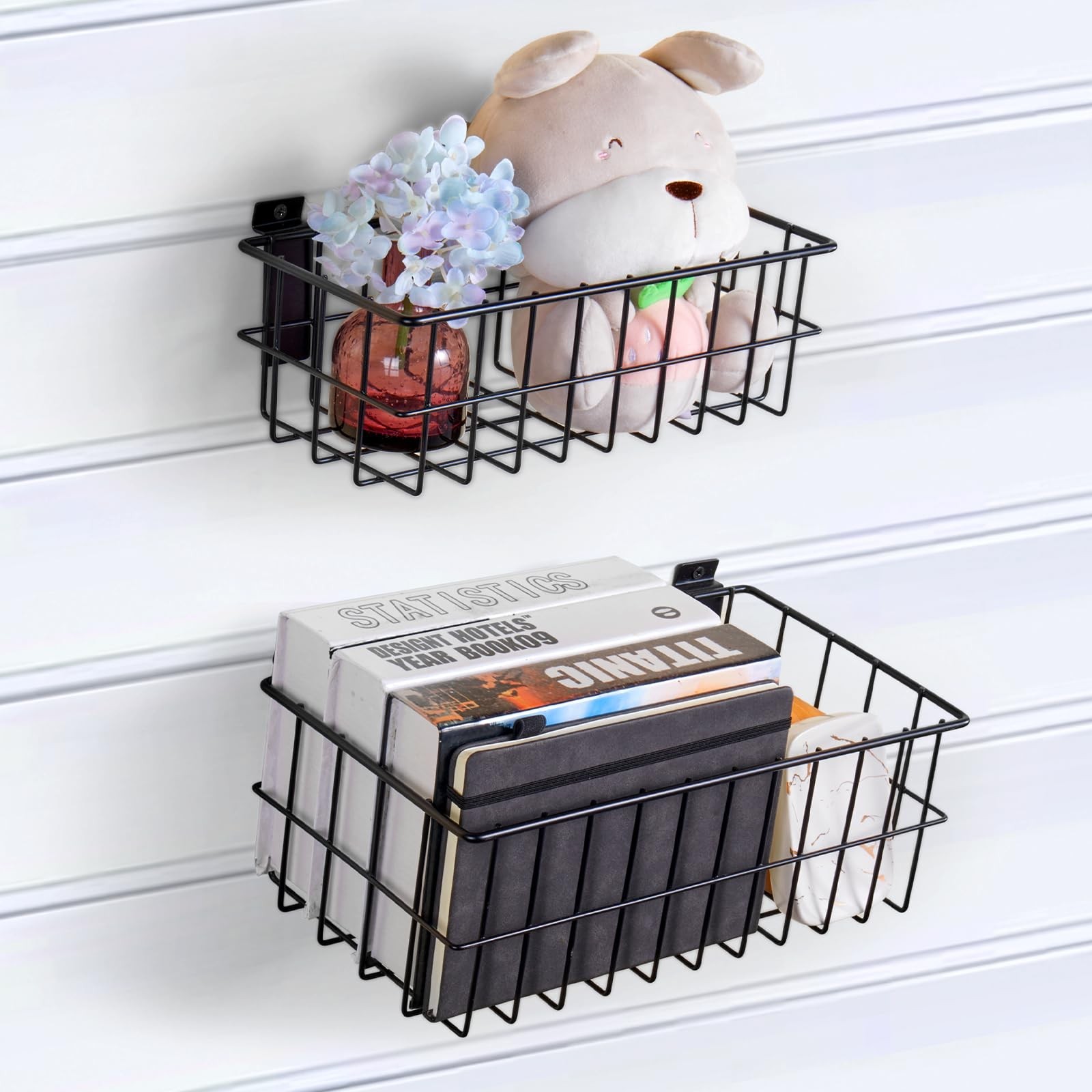 4Pcs Large Slatwall Baskets Set Ventilated Metal Pegboard Baskets Slatwall Ba...