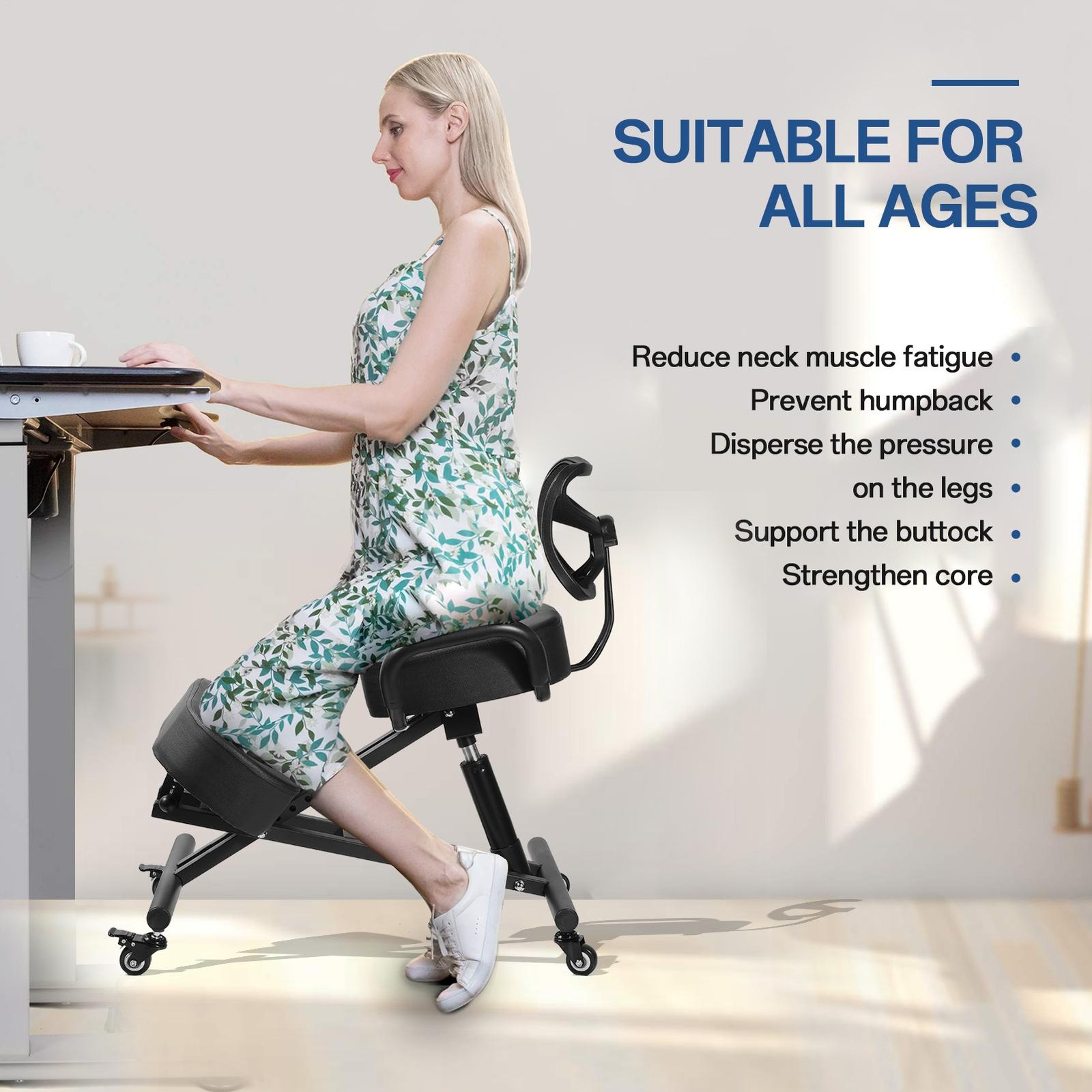 Ergonomic Kneeling Chair with Back Support,Adjustable Desk Chair for Home Office