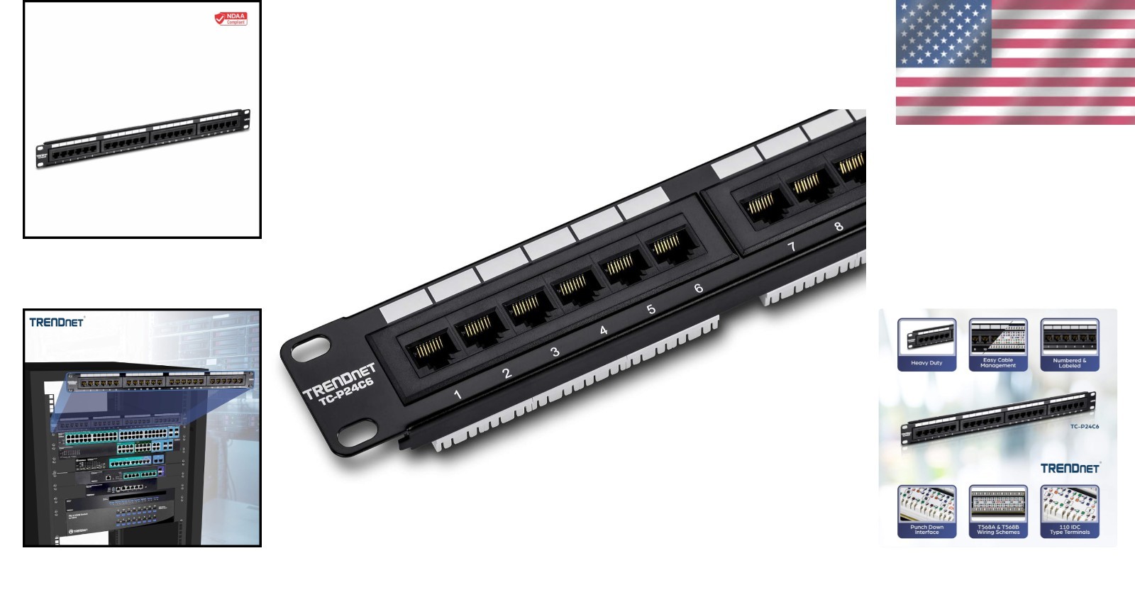 Unshielded 24-Port Patch Panel, ANSI Compliant for Enhanced Network Performance