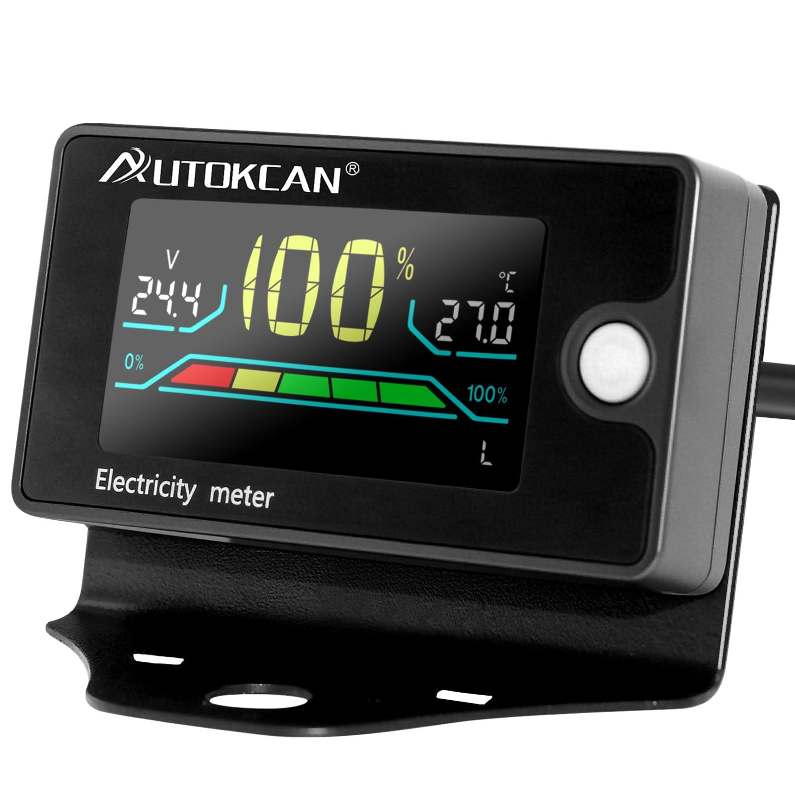 Battery Monitor Golf Cart Meter 12V 24V Black, Multicolored Screen