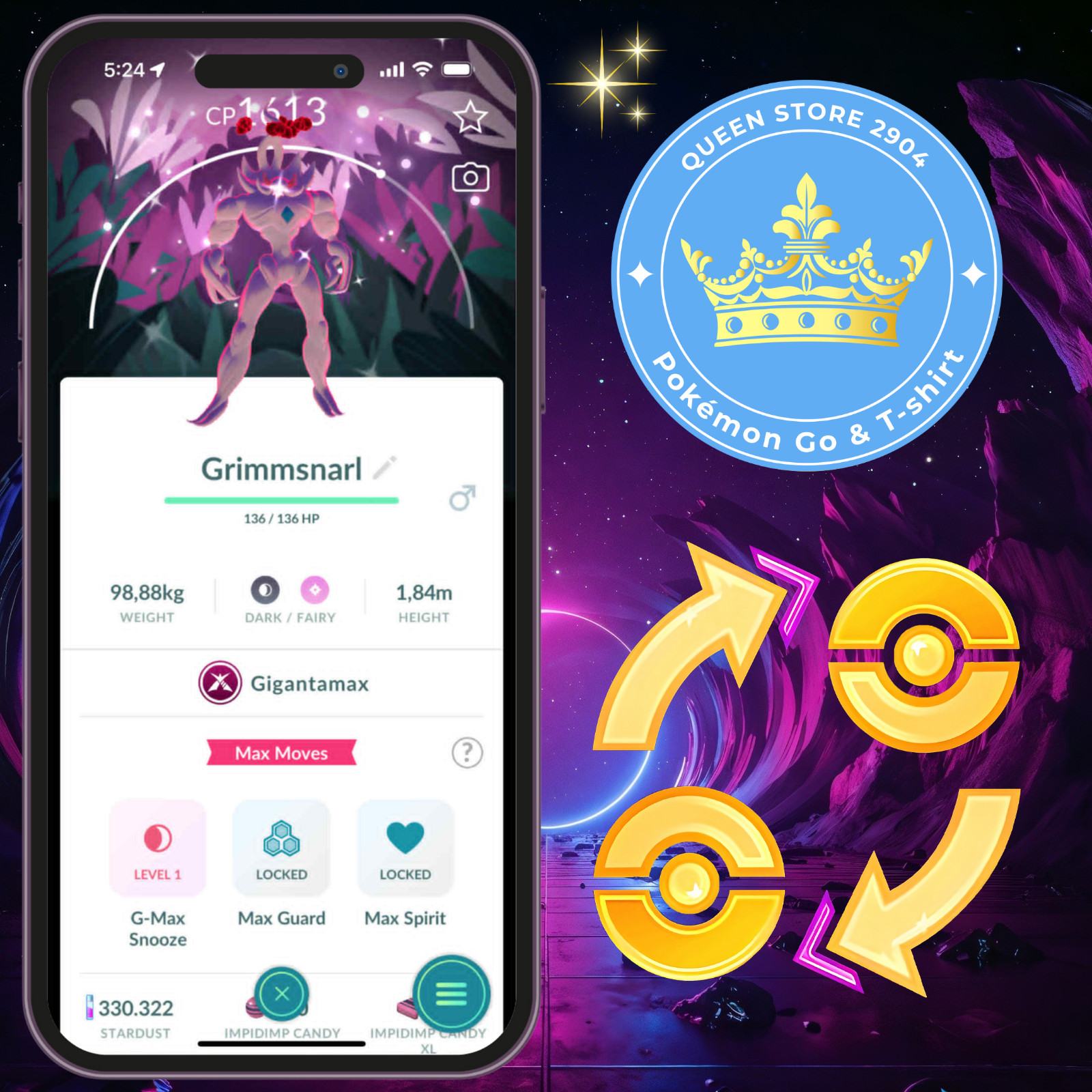 Pokémon—GO - Shiny Gigantamax Grimmsnarl—Background Go Wild Area 2025 —Digital