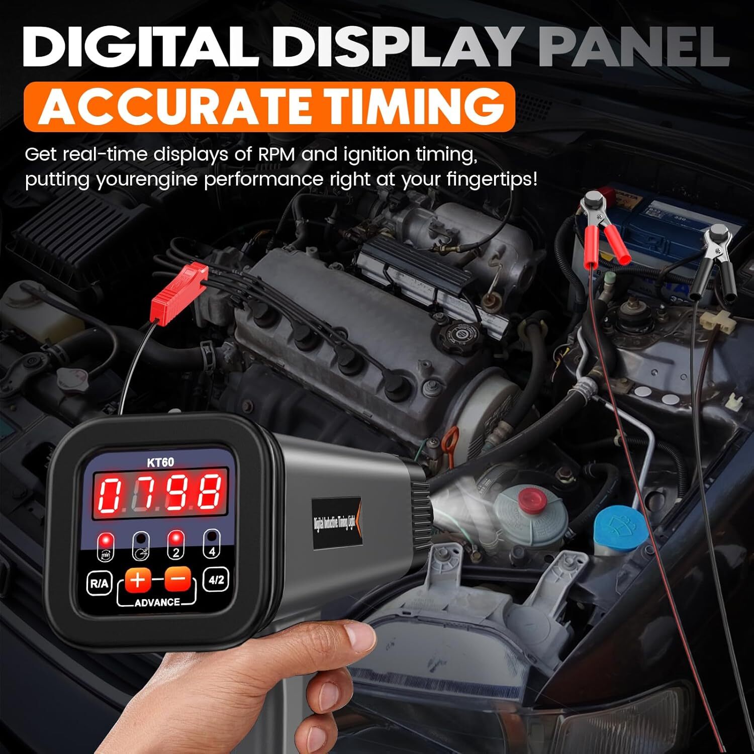 KZYEE KT60 Digital Engine Timing Gun Ignition Timing Strobe Light Inductive