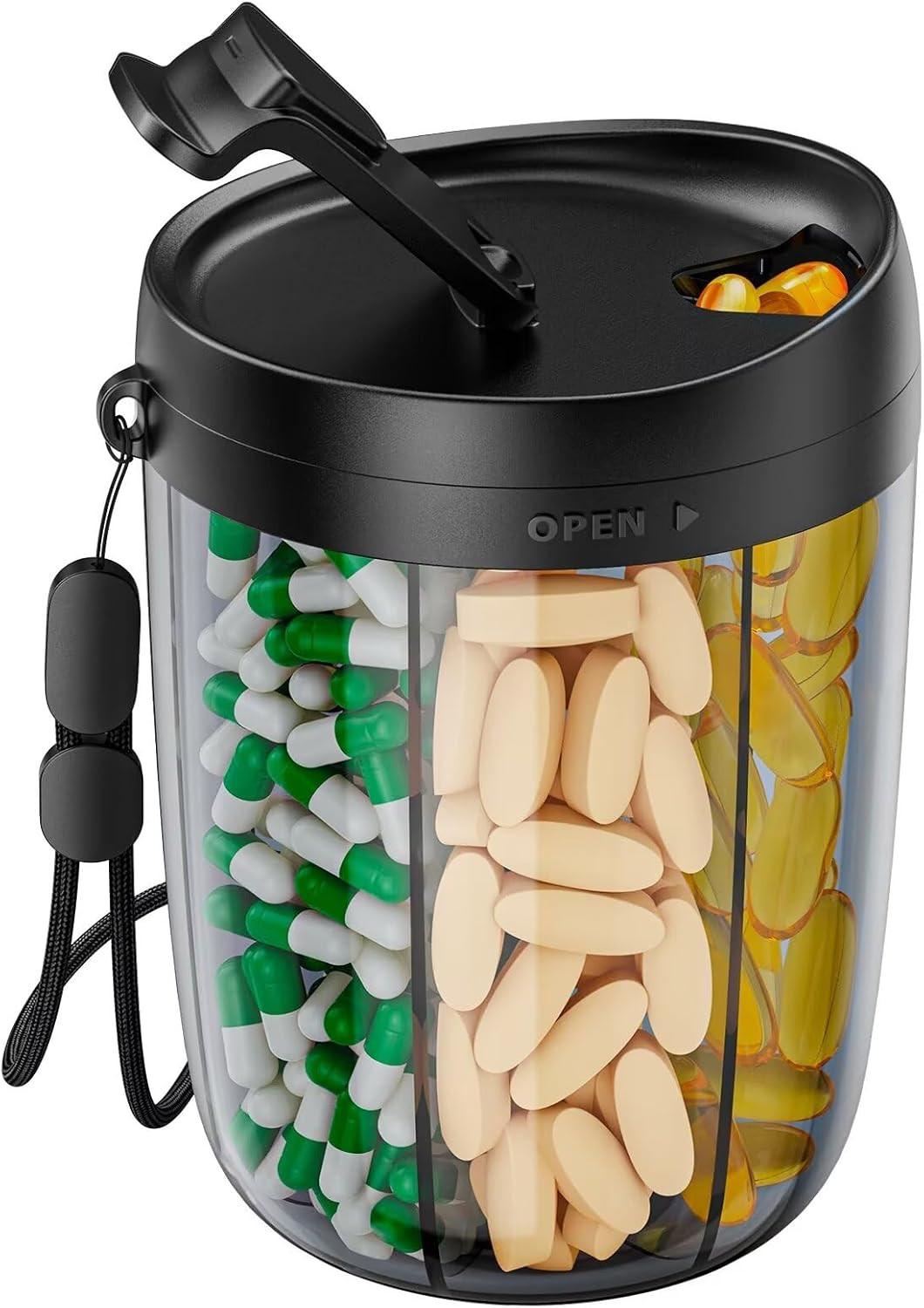 Large Pill Bottle Organizer, Supplement Organizer for Holding 6 Various Vitam...