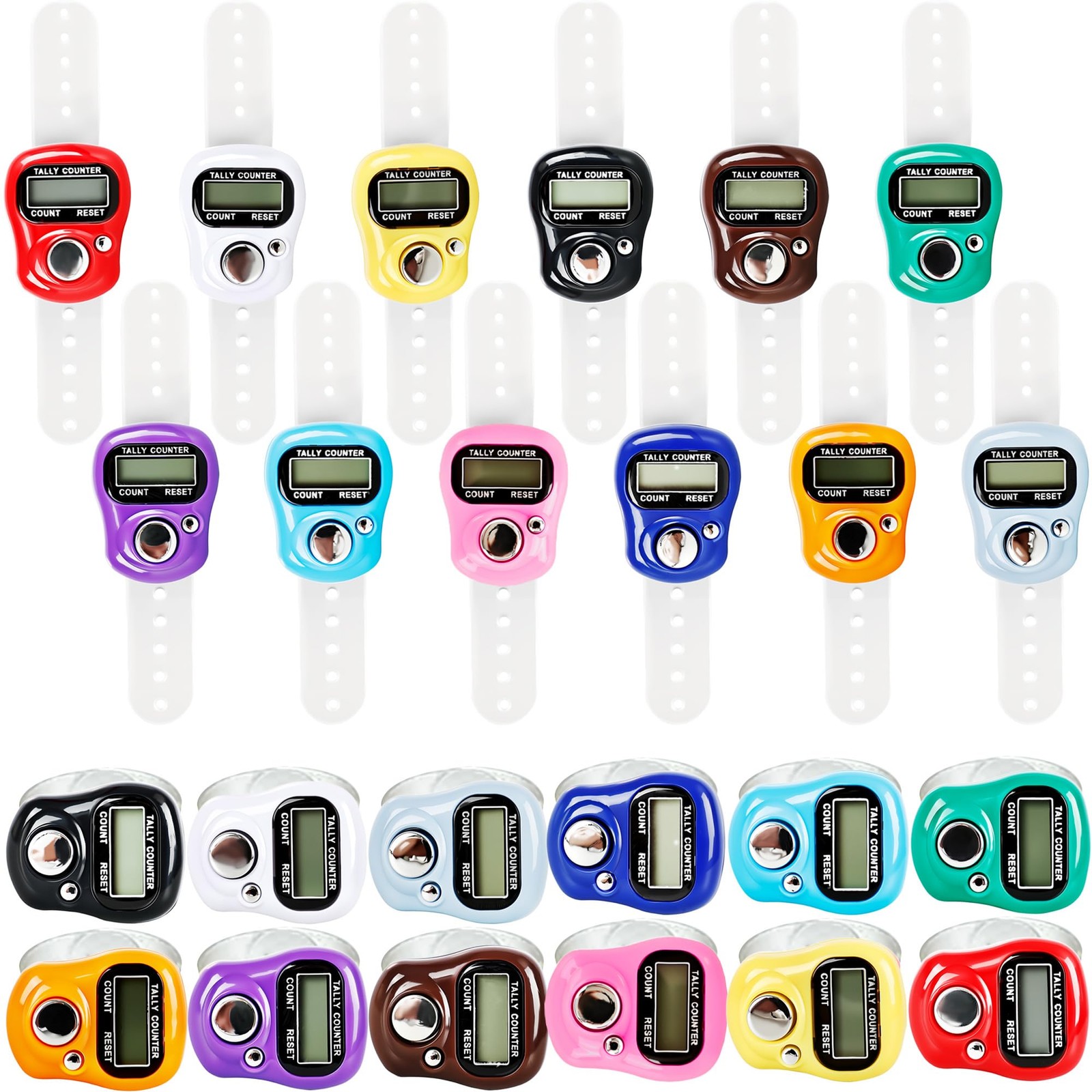 24 Pieces Hand Tally Counter 5 Digital Electronic Finger Counter Clickers Res...
