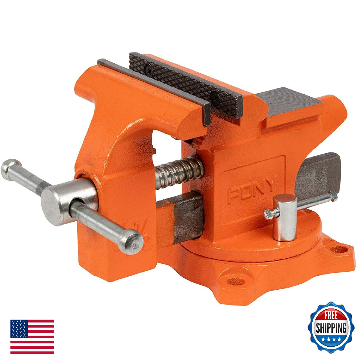 Pony Tools 24545 4-1/2in. Light Duty Bench Vise with Swivel Base, Orange