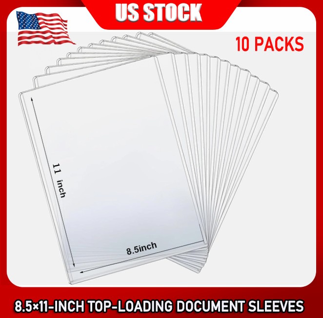 10-Pack 8.5×11-Inch Top-Loading Document Sleeves, Rigid Protective Case US STOCK