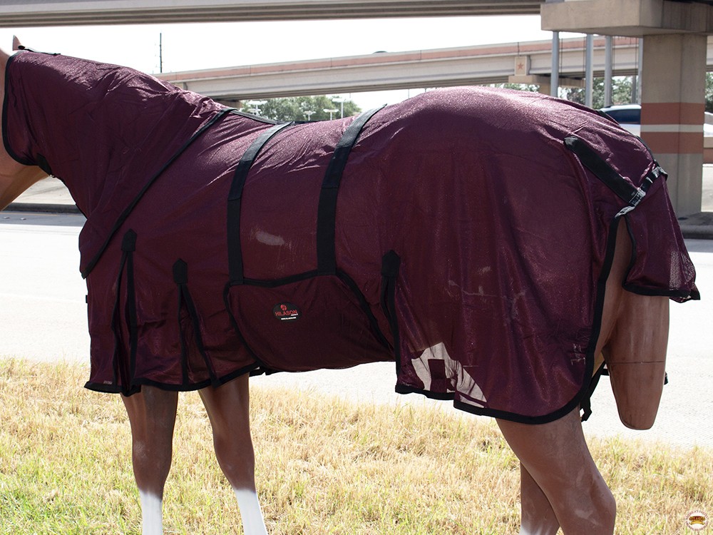 C-5-72 72 In Hilason Horse Fly Sheet Uv Protect Mesh Bug Mosquito Summer Wine