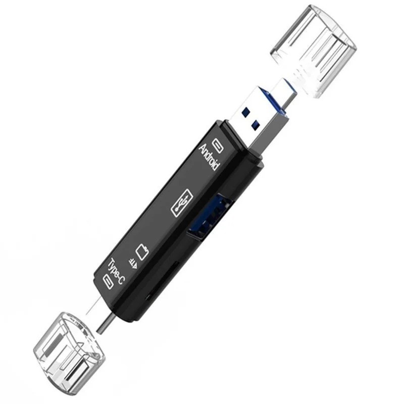 5-in-1 USB-C Memory Card Reader SD MicroSD OTG Adapter