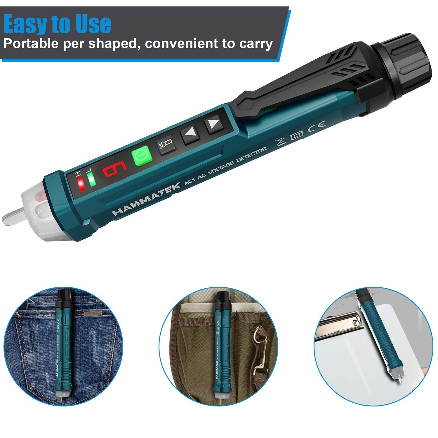 Digital Non-Contact Voltage Tester with Adjustable Range & Night Light Function
