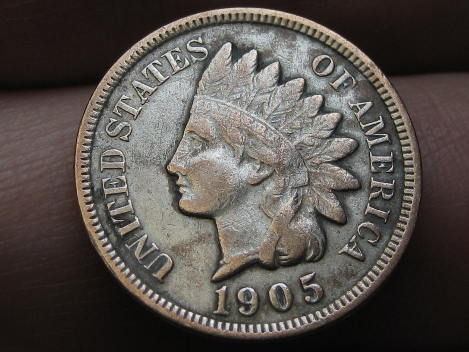 1905 Indian Head One Cent Penny- XF Details, Partial LIBERTY, Diamond