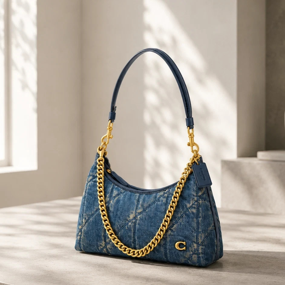 COACH  CDZ67 Juliet Shoulder Bag 25 in Denim With Quilting Dark Indigo