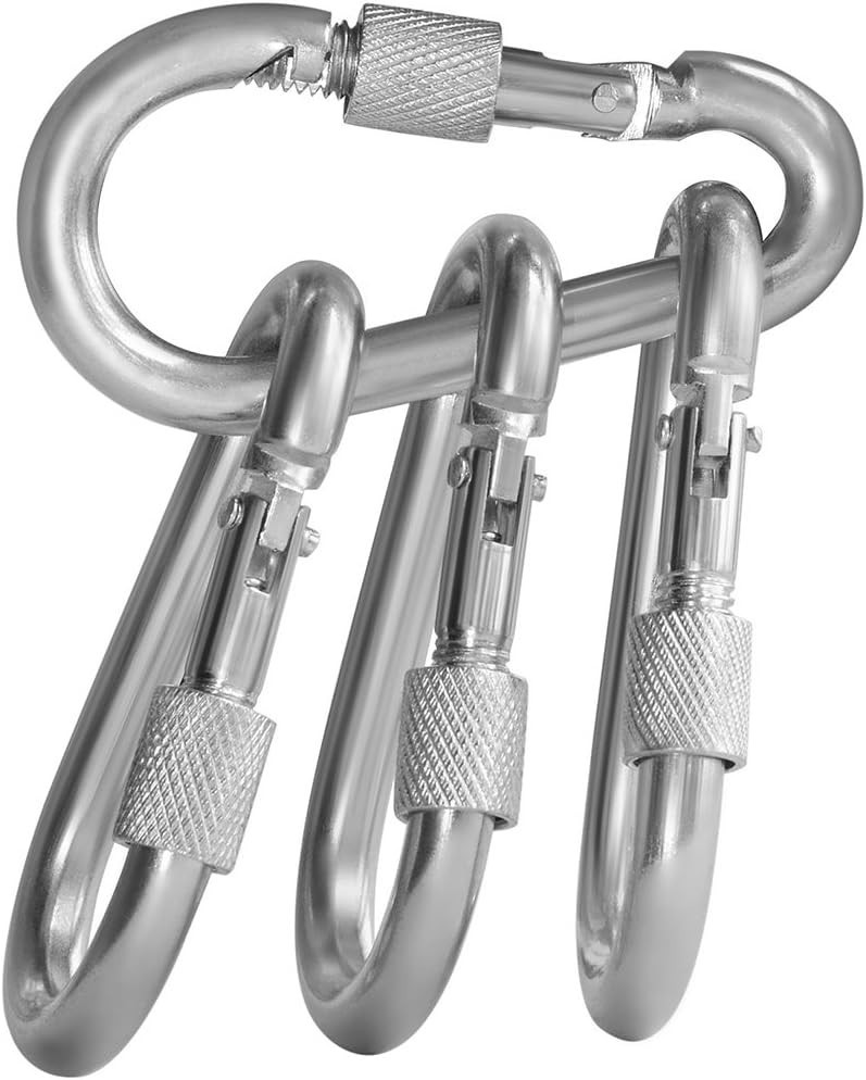 Durable Chrome Plated Locking Carabiners - 4 Pack for Camping & Everyday Tools