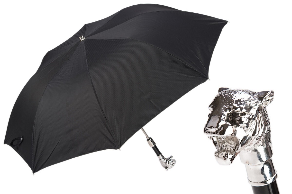 Pasotti Silver Tiger Folding Umbrella with Gift Box included New