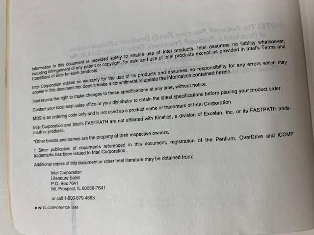 PENTIUM PROCESSORS FAMILY DEVELOPERS MANUAL 1995 (VOL 1: PENTIUM PROCESSORS)