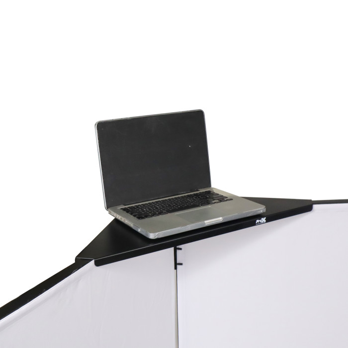 ProX XF-4X3048B MK3 | 4-Panel DJ Facade with Black & White Scrims, Shelves, and