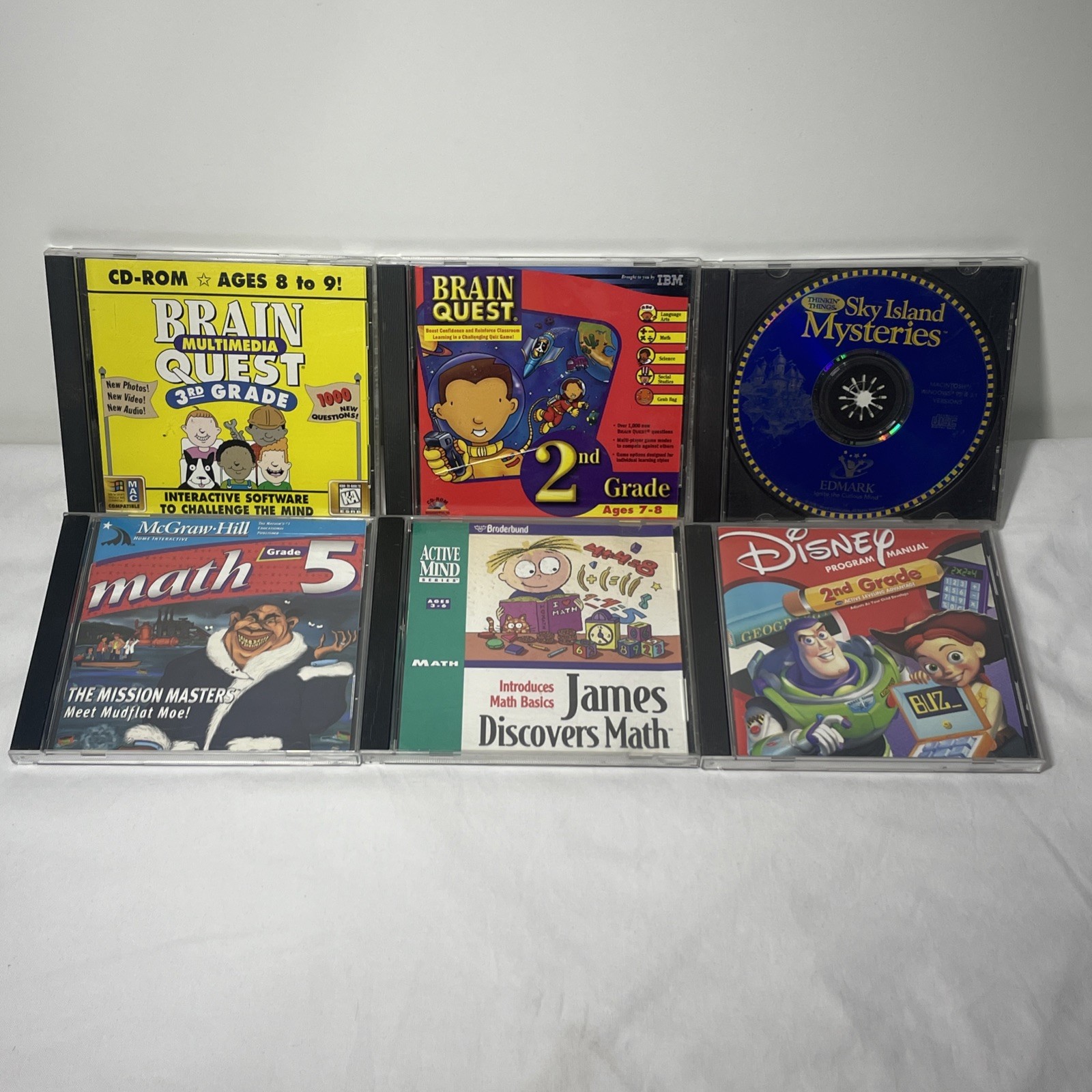 Educational PC Games Lot of 6 – Brain Quest, Disney 2nd Grade, Math & Mystery