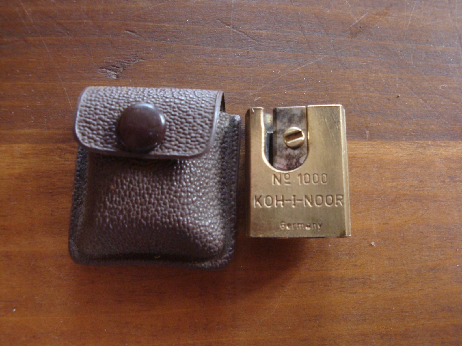 Vintage KOH-I-NOOR BRASS Pencil Sharpener - No 1000 Made In Germany w/Case