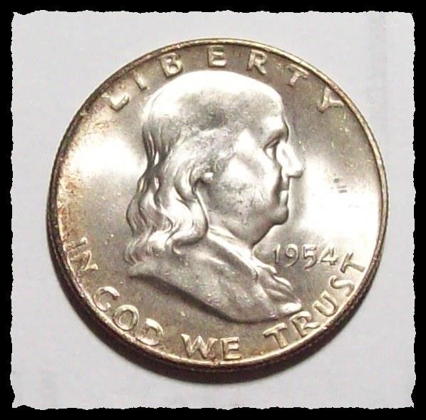1954-D FRANKLIN HALF DOLLAR  Nice ORIGINAL  Lt Toning Nice BU  #24D75