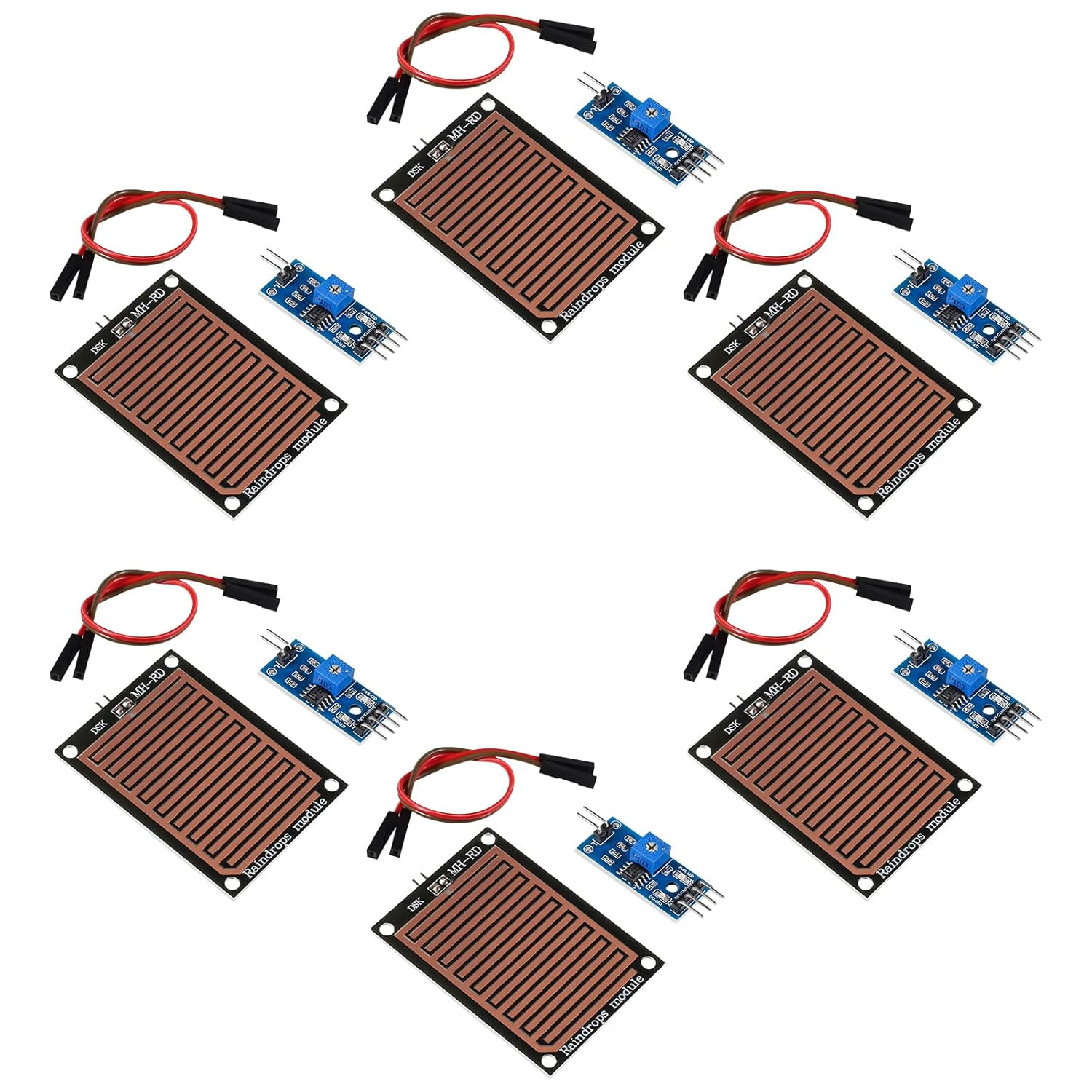 6 Pcs Water Sensor Rainwater Module Rain Rain Drops Detection Moisture Monitor S