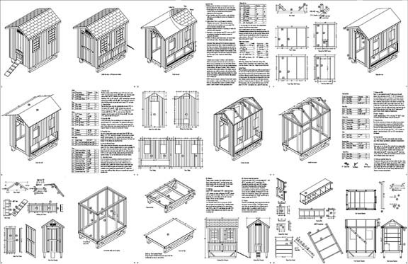 4'x6' Backyard Gable Chicken House / Coop Plans, 90406G