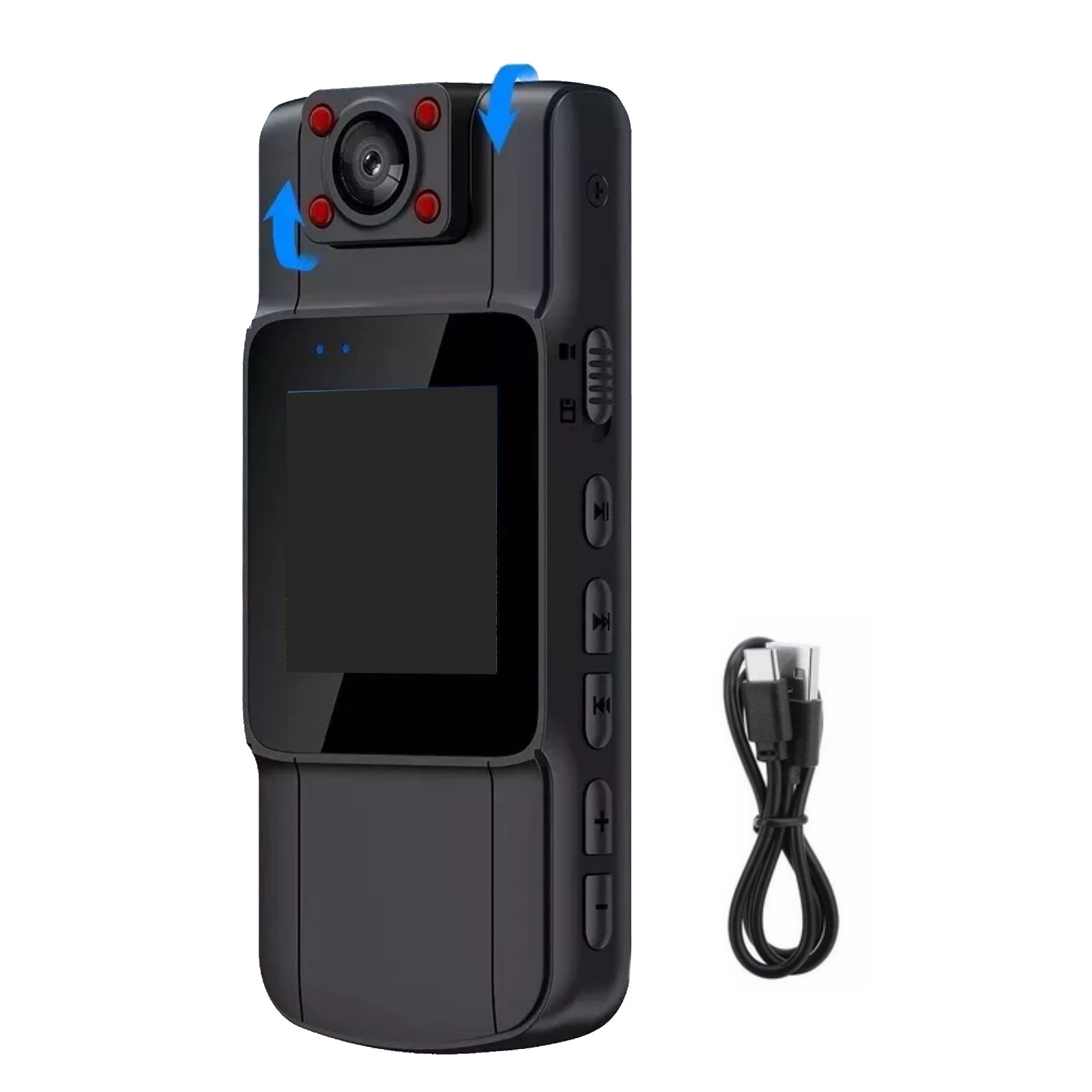 Black HD 1080P 180° Rotating Lens Audio Video DVR IR Night Recorder Camcorder