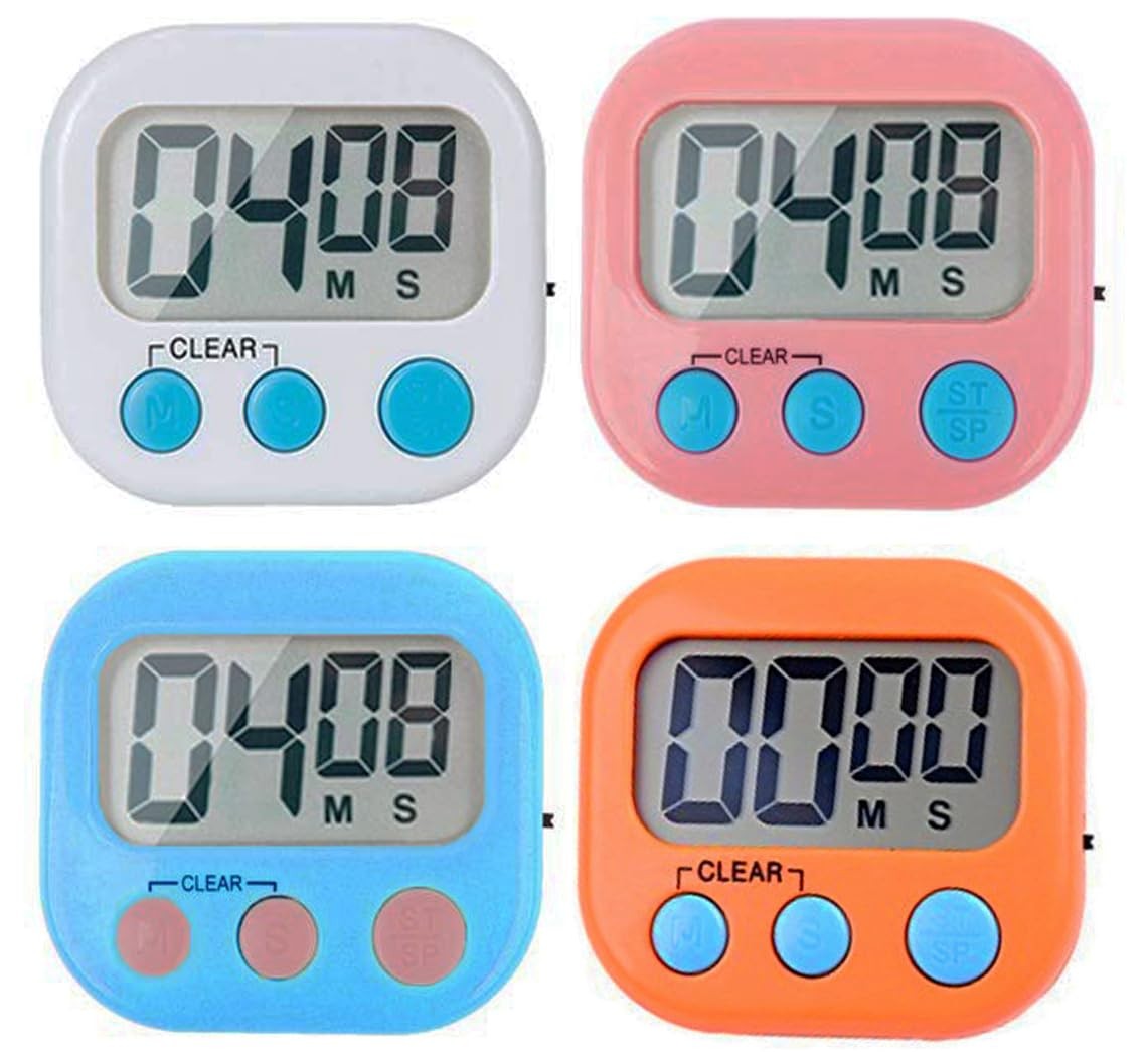 4 Pack Digital Kitchen Timers with Magnetic Back for Cooking Classroom Gym
