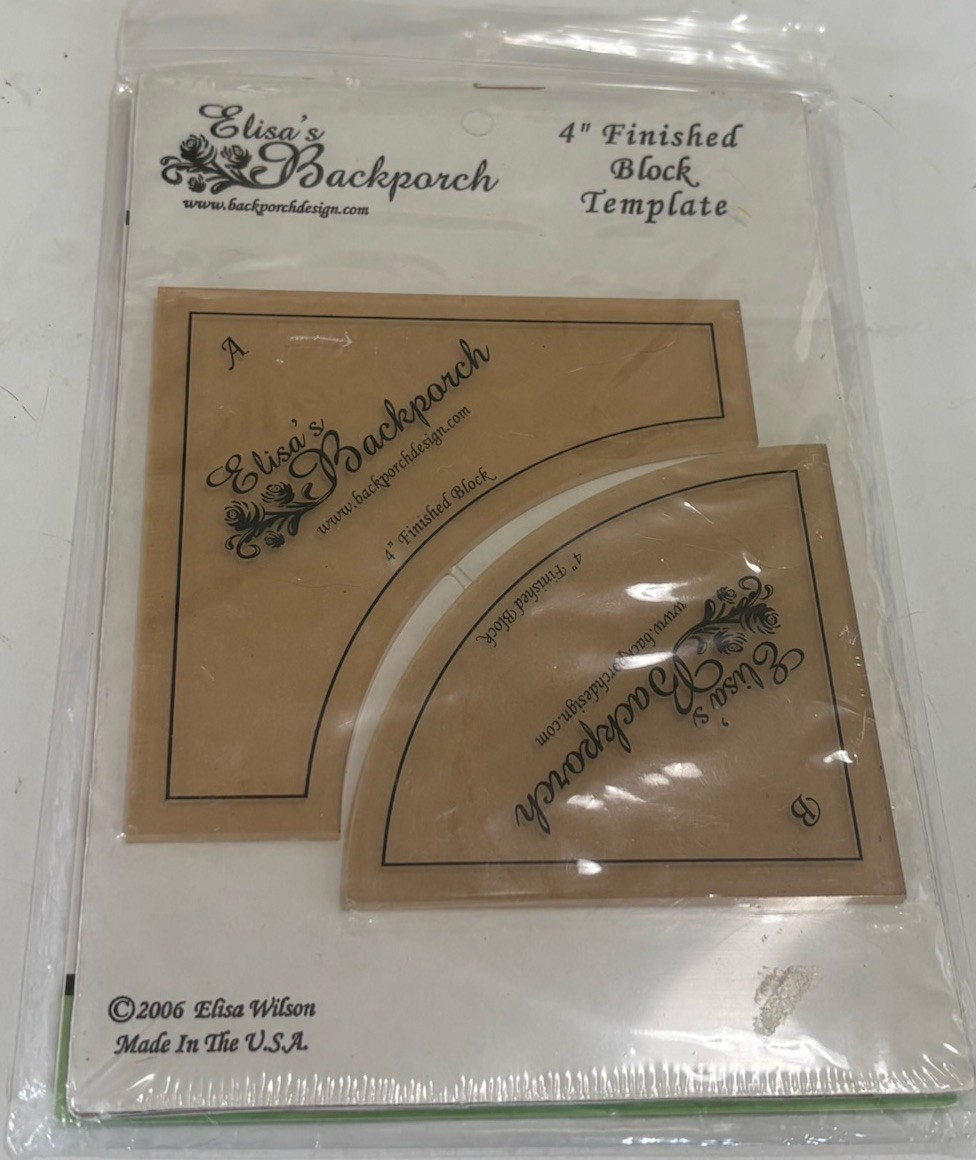 Elisa’s Backporch Design 4” Drunkard's Path Quilt Template EBD05 NEW
