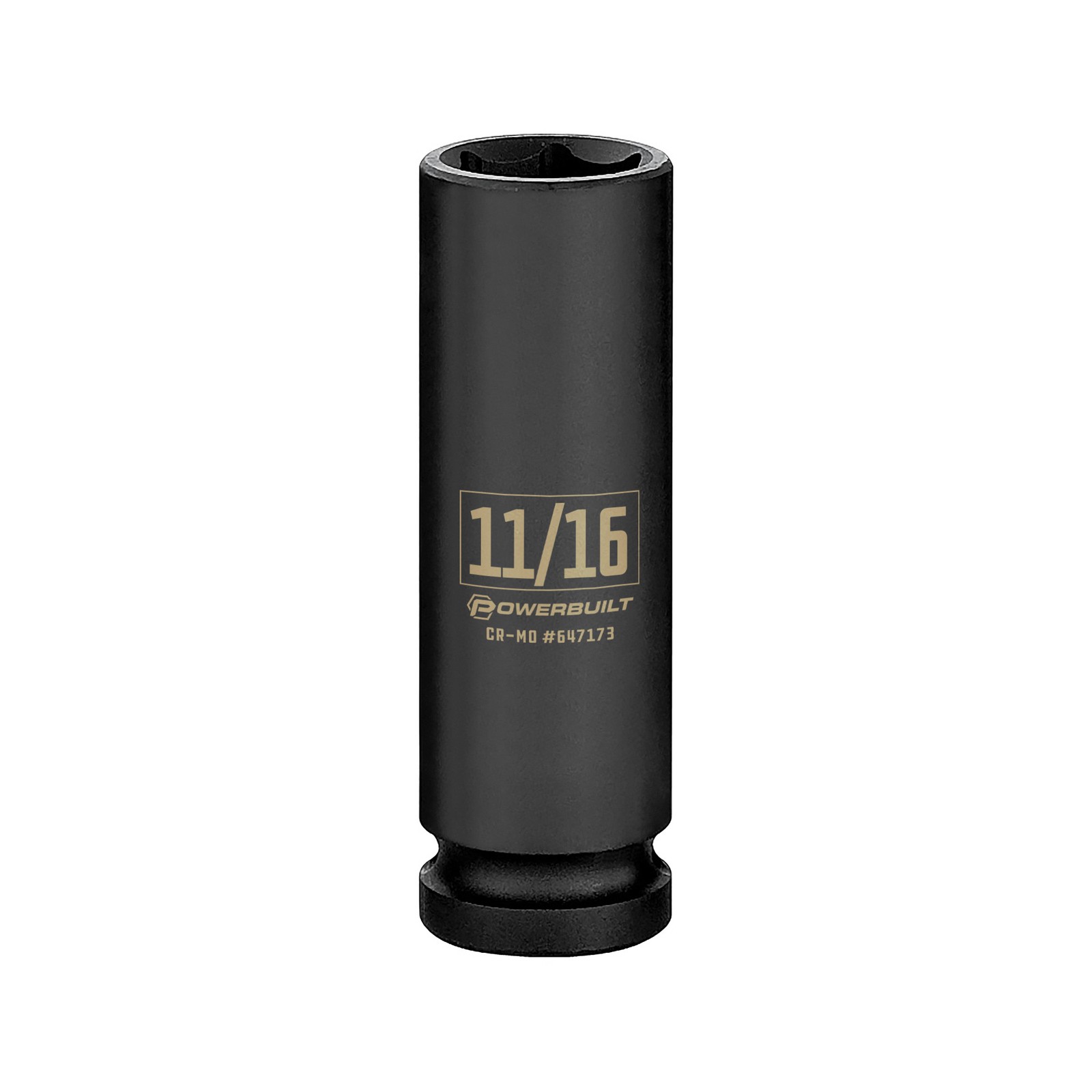 Powerbuilt 1/2 Inch Drive x 11/16 Inch 6 Point Deep Impact Socket - 647173
