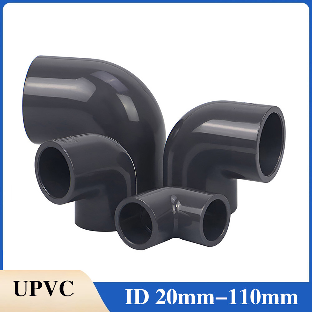 UPVC Pipe Fittings 90 Degree Elbow Plumbing Couping ID 20mm-110mm Dark Grey