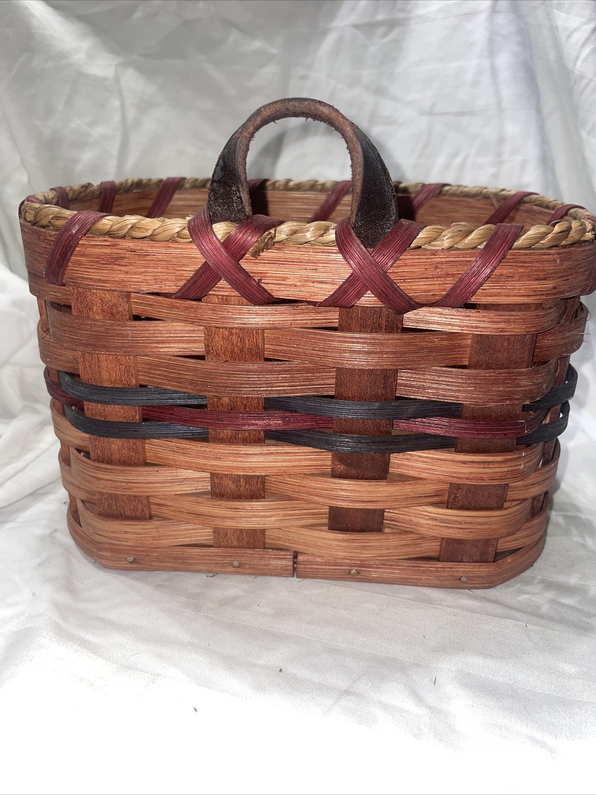 Woven basket With Wooden Bottom