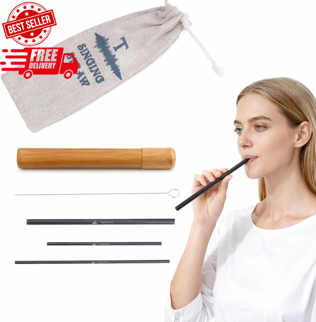 Singing Straw Vocal Training Set: 3 Titanium Straws with Case & Brush SHIPS FREE