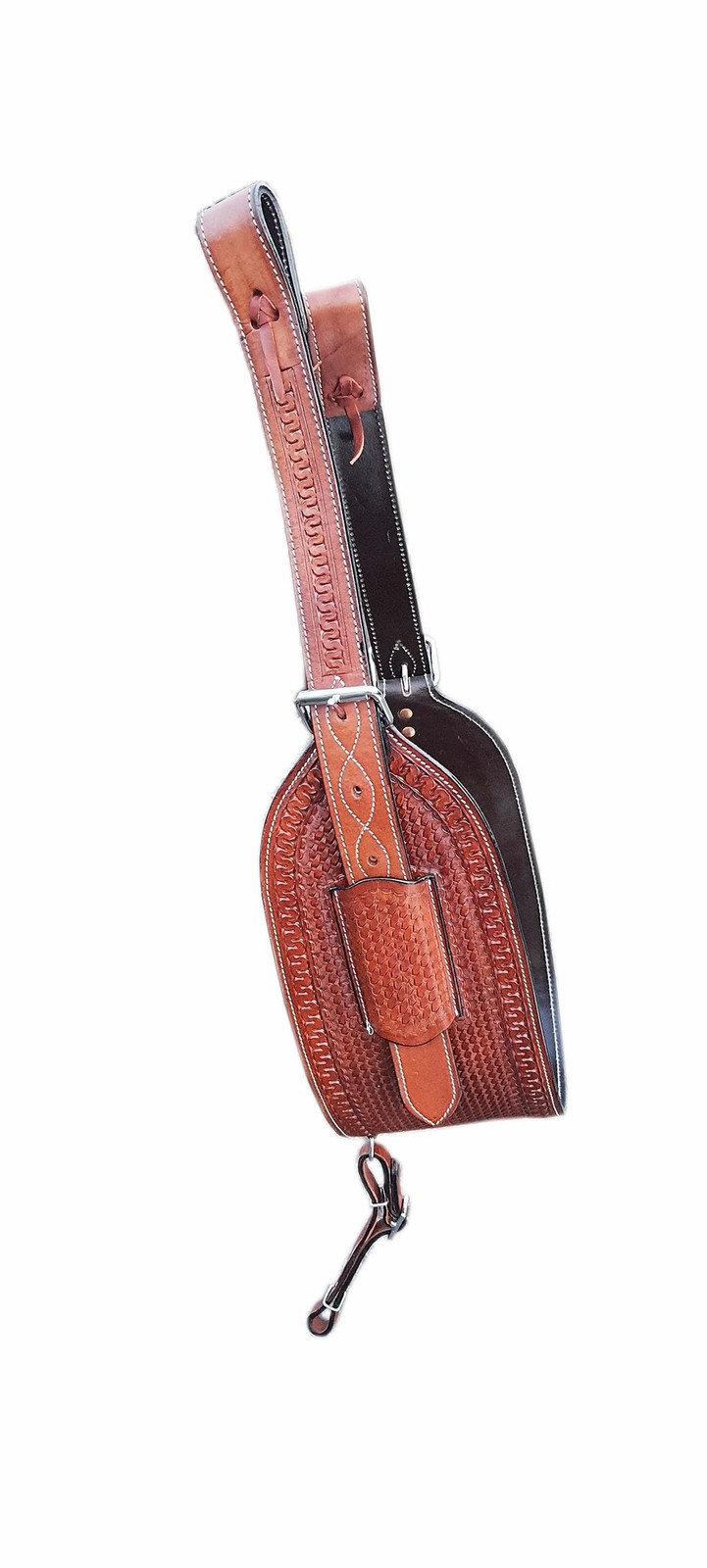 Western Horse Floral Tooled Leather Rear Flank Saddle Roper Back Cinch with B...