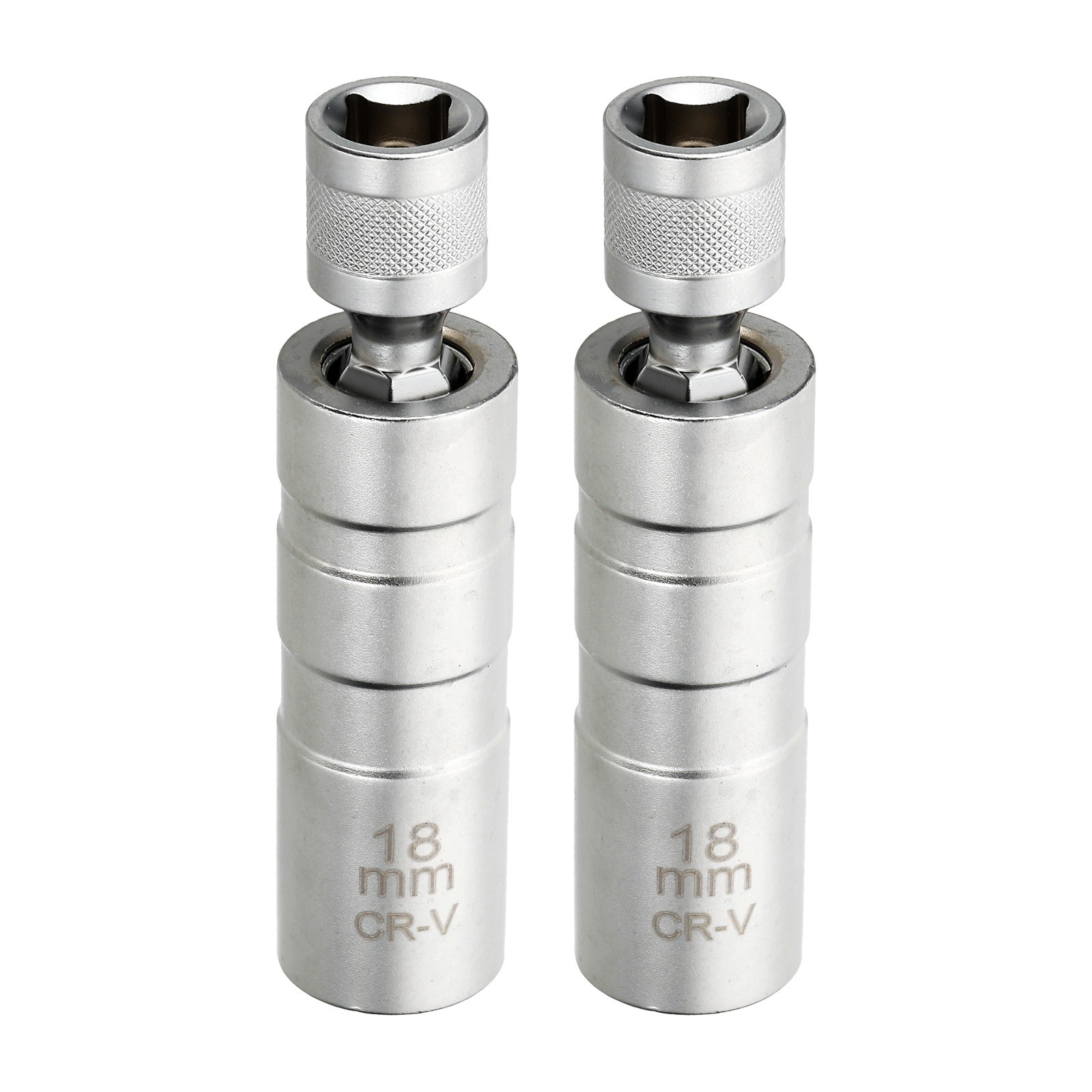 2pcs Spark Plug Socket 3/8" Drive 18mm Swivel Magnetic Thin Wall Silver