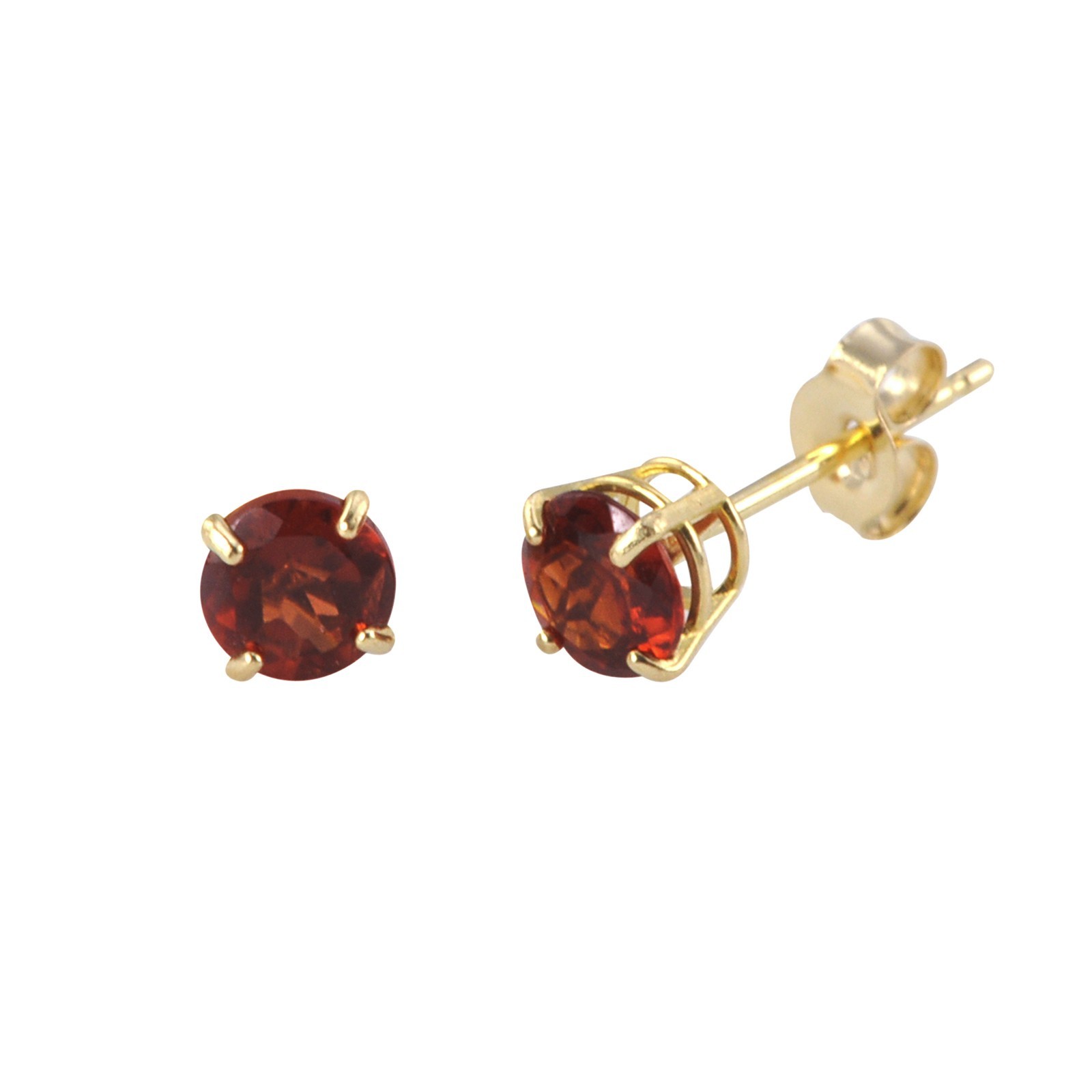 Garnet Earrings 14k Yellow Gold January Birthstone Studs - Genuine Gemstone