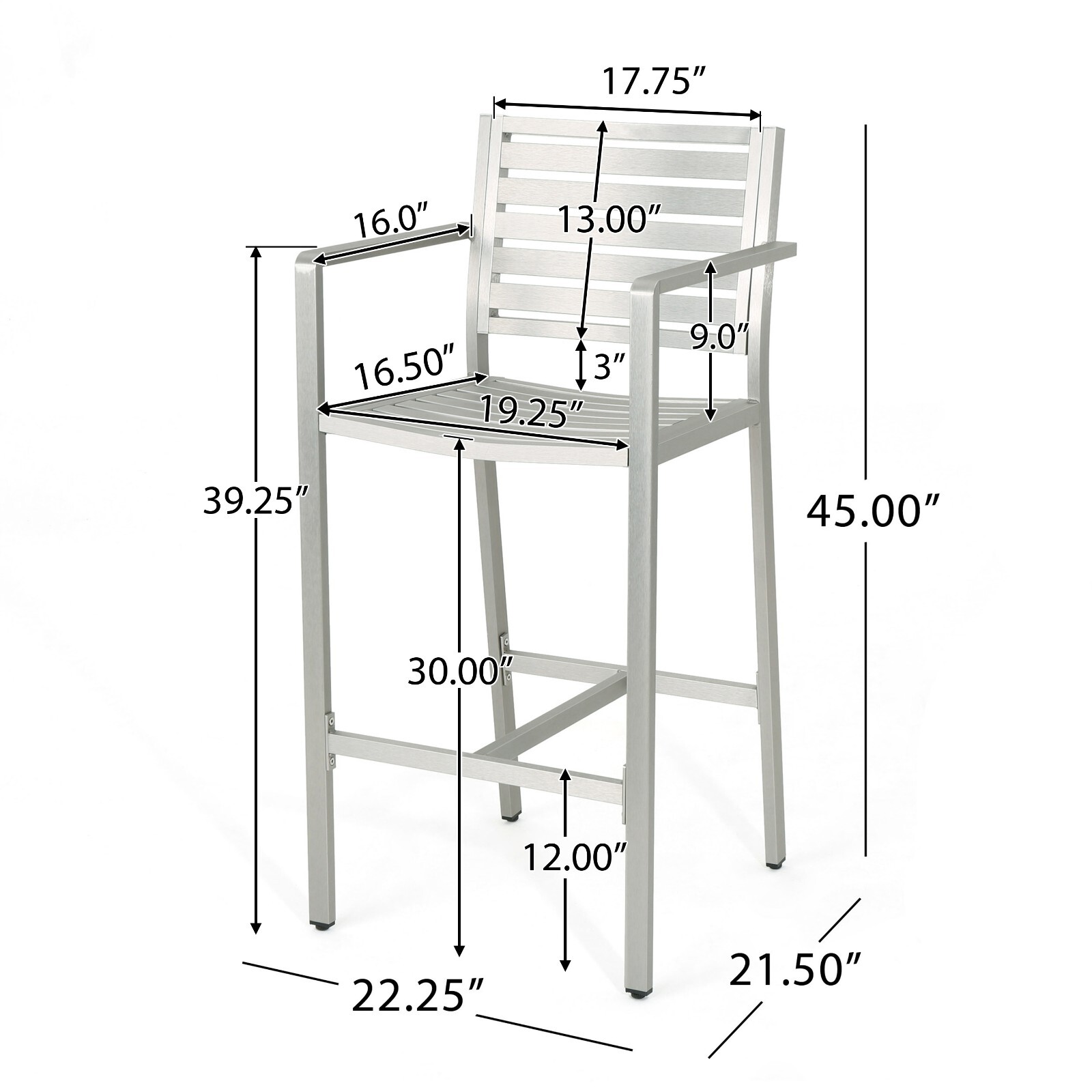 Tracy Outdoor 5 Piece Silver Rust-Proof Aluminum Bar Set with Grey Wicker Top Ba