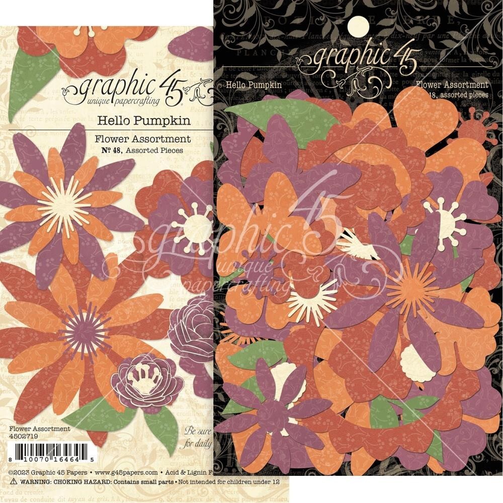 GRAPHIC 45 ~ HELLO PUMPKIN ~ Flower Assortment ~ 48 Pieces