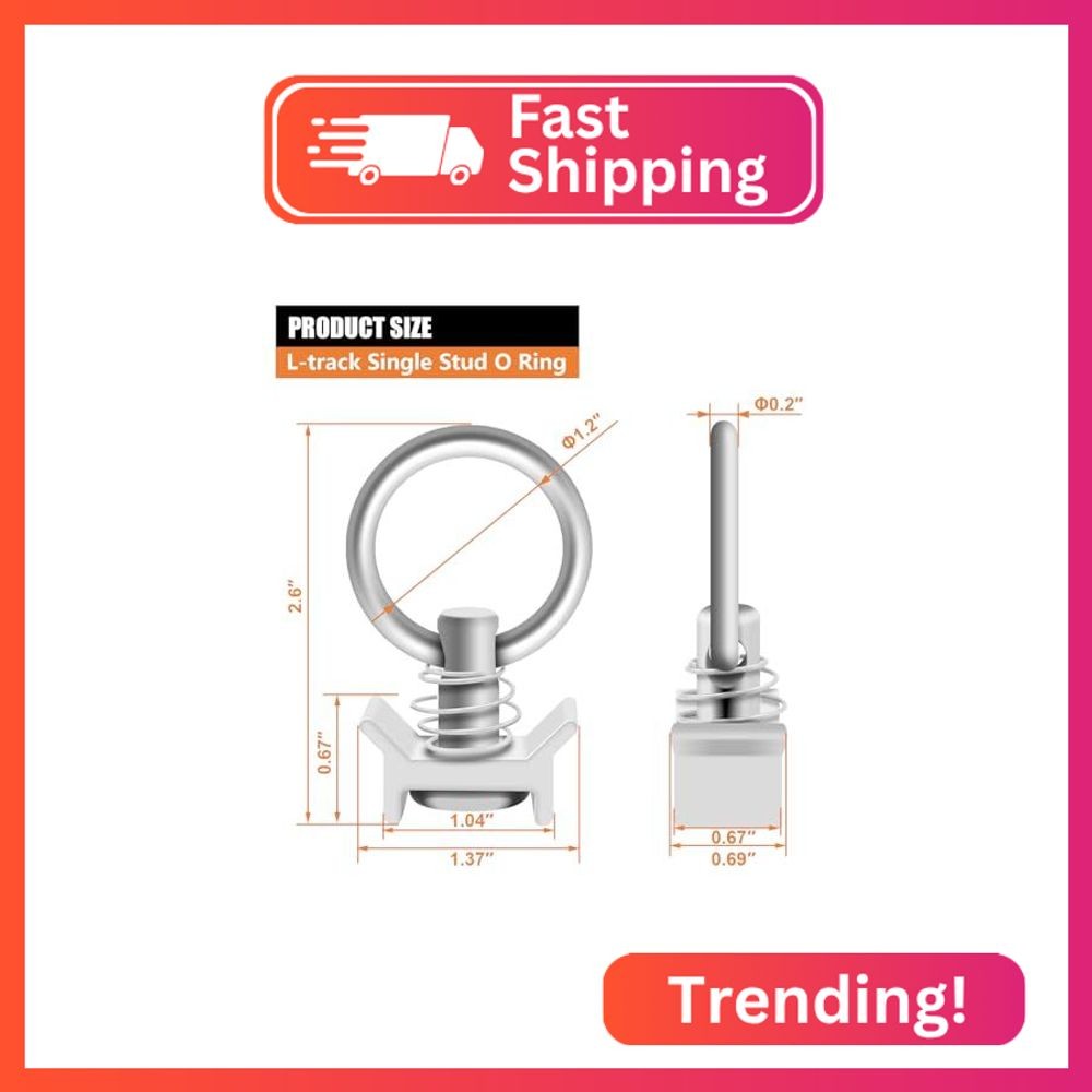 SALUINOKI 8Pack L Track Single Stud Fitting with Round O-Ring Silver, L Track Ti