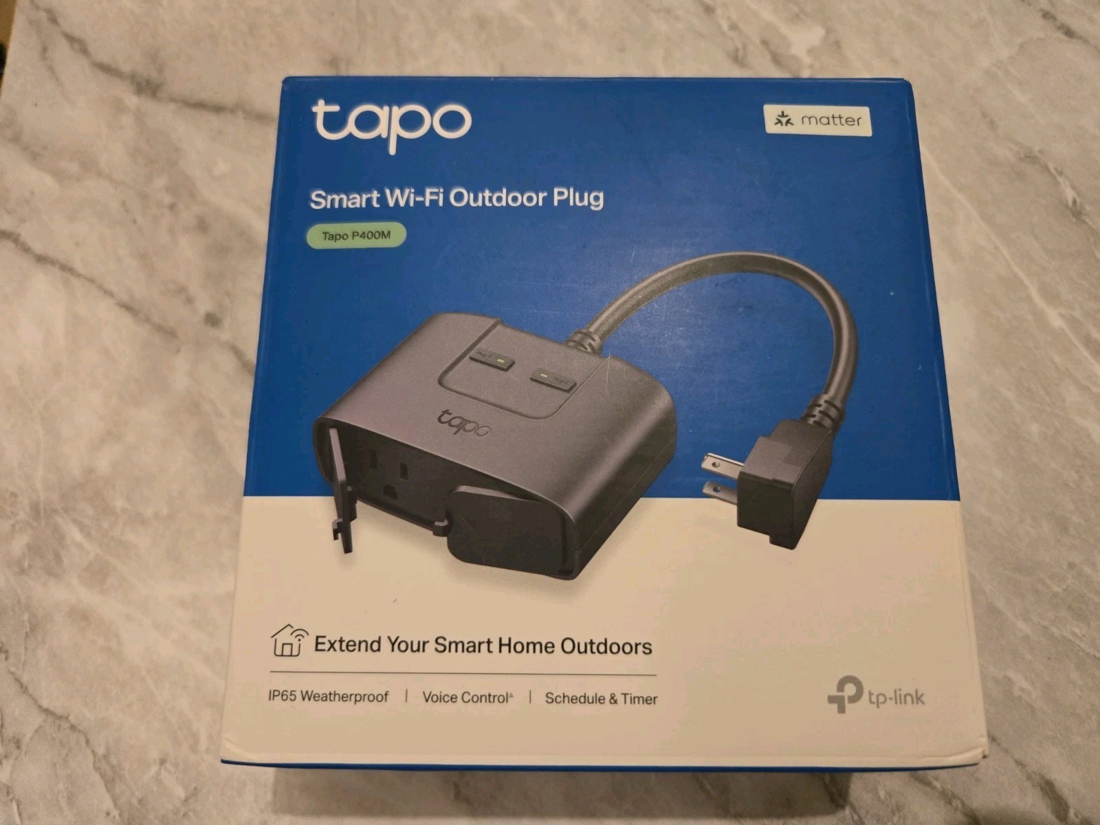 TP-Link - Tapo Smart Wi-Fi Outdoor Plug with Matter - Black