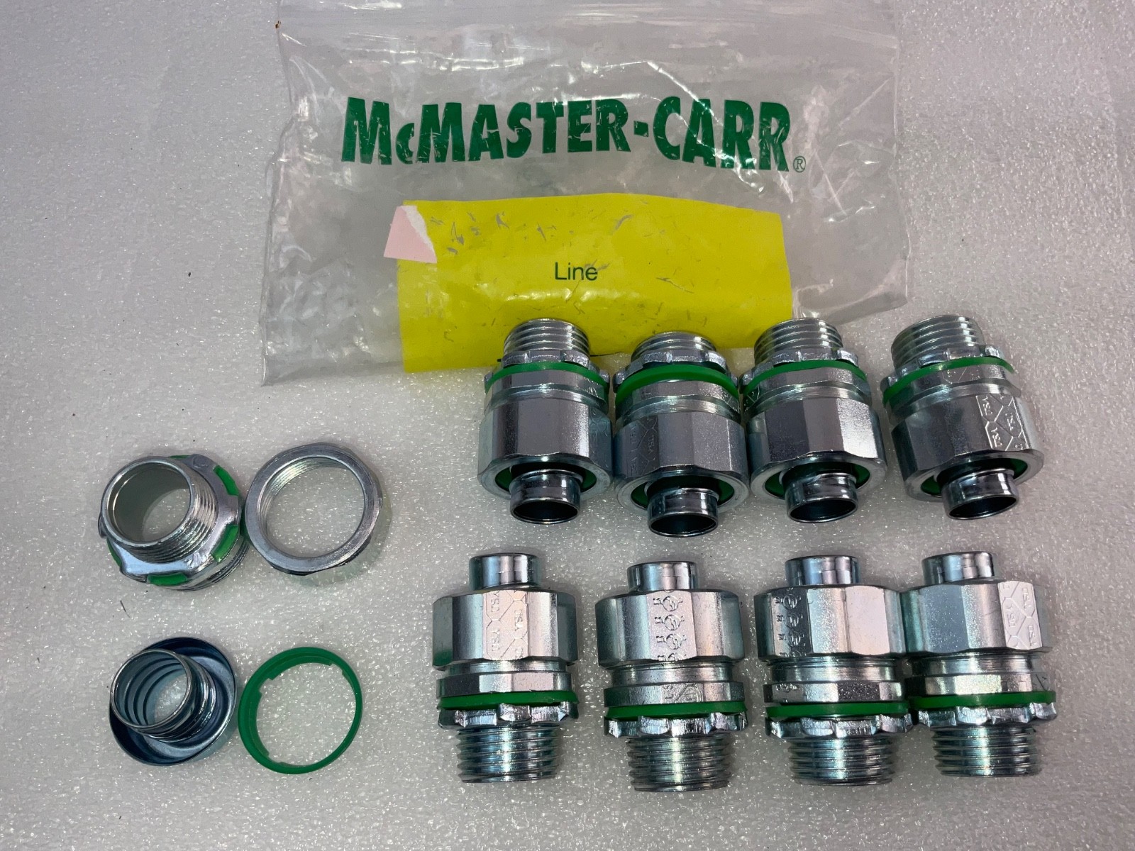 9 CT MCMASTER CARR 3/4” LIQUID TIGHT FLEXIBLE METAL CONDUIT ADAPTER + LOCKNUT