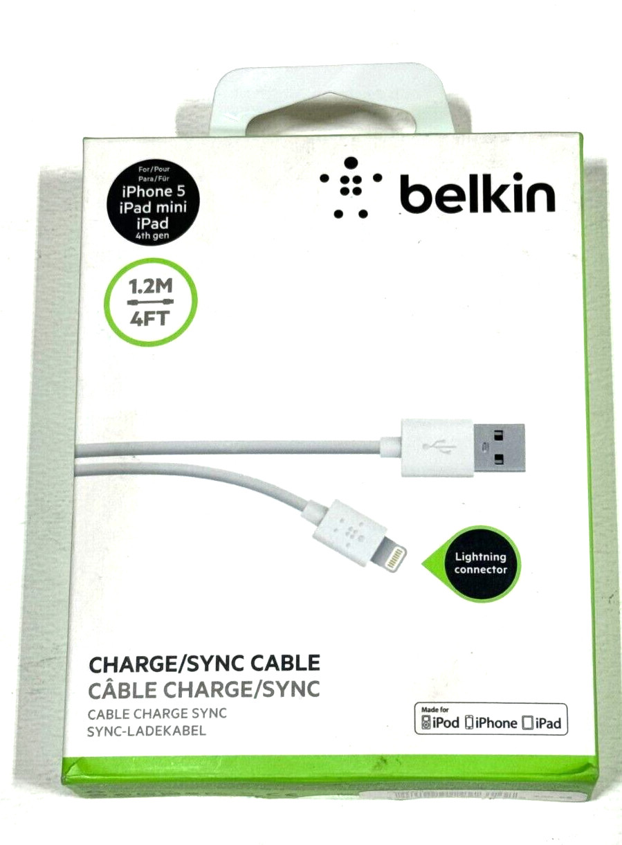 Belkin 4Ft Charge/Sync Cable for iPhones - White - NEW OEM BOX