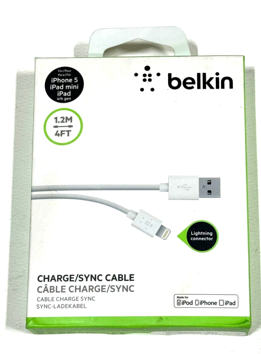 Belkin 4Ft Charge/Sync Cable for iPhones - White - NEW OEM BOX