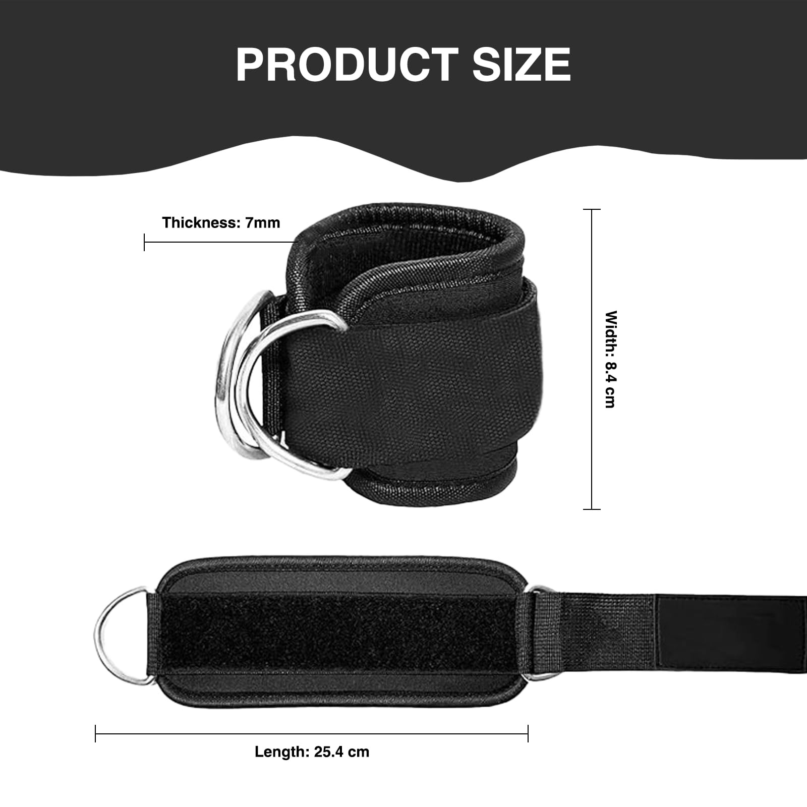 2 Pcs Wrist Cuffs Lifting Straps with D Rings for Cable Machine, Adjustable G...