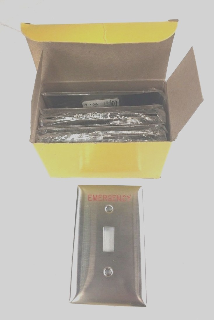 Hubbell SS1ME Stainless Steel Wallplate Single Gang Marked Emergency (Lot of 10)