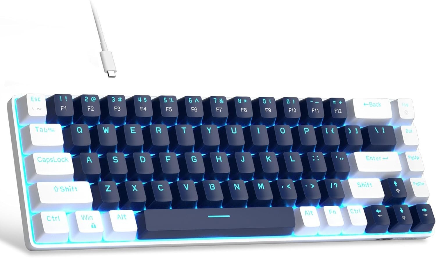 68 Keys Ergonomic Mechanical Keyboard with Blue Switch - Ideal for Gaming