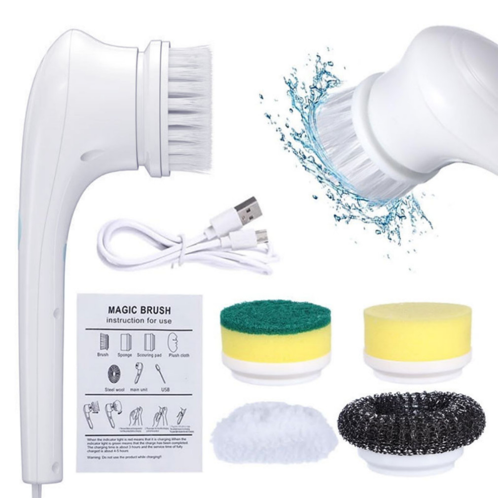 5 IN 1 Electric Spin Scrubber Cordless Power Cleaning Brush Rechargeable Cleaner