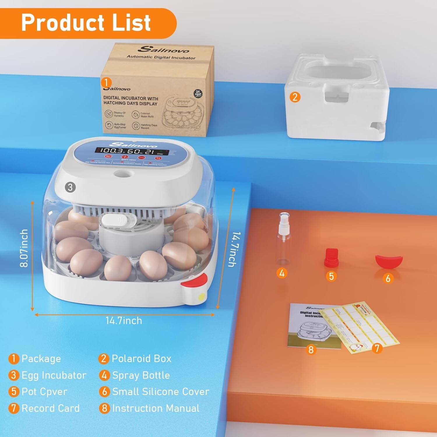 12 Egg Incubator for Hatching Chick with Automatic Turning &Stop Egg Candler
